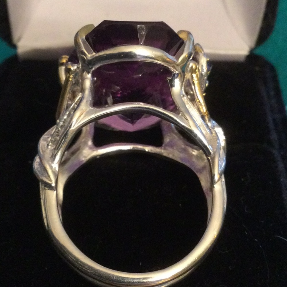 Extra Fancy Cut AAA+ Genuine Amethyst 25 CTW Ring - Picture 10 of 13